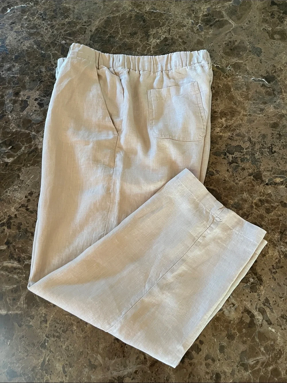 Quince 100% European Linen Pants w/ Pockets Relaxed Fit size M Driftwood